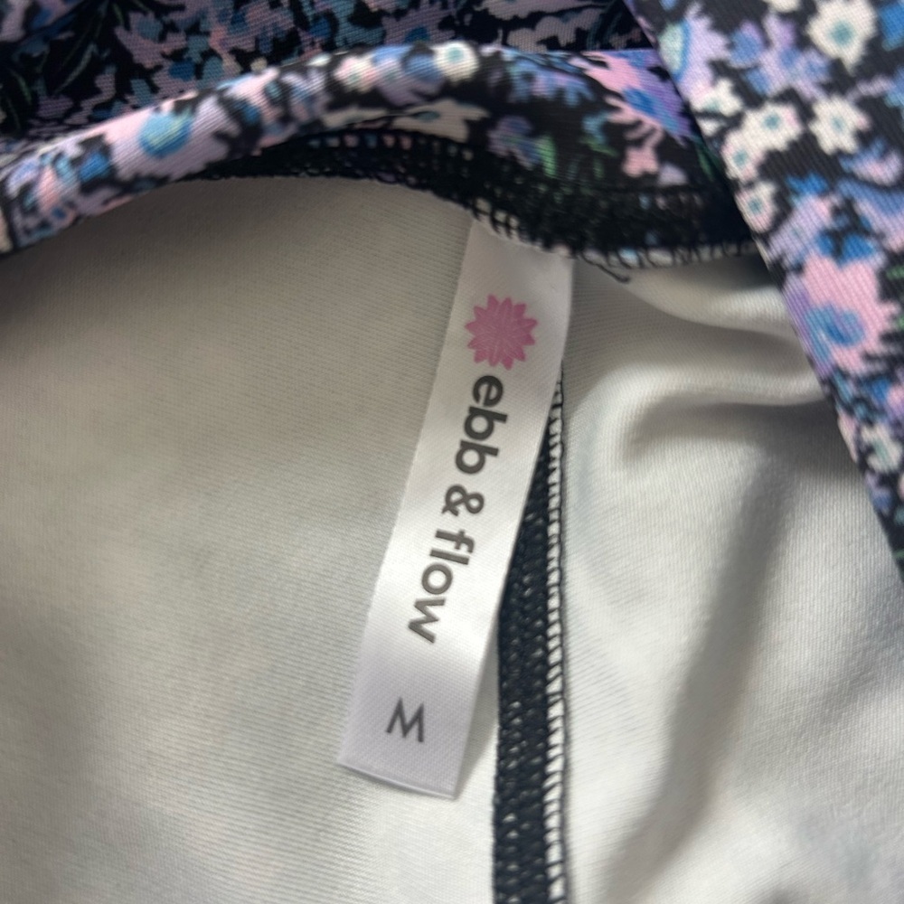 Ebb and flow retro floral ruffle pocket leggings size M full length - Picture 4 of 6